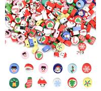 LYTIVAGEN 200 Pezzi Perline Natalizie In Argilla, Perline Natalizi Per Braccialetti 10mm Perlin Distanziatrici Piatte Perlin di argilla di Babbo Natale Per Realizzare Braccialetti, Collane