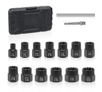 Lytool 14 Pezzi Set Bussole di Estrazione 3/8'',Dadi Rimuovere 6.35-19mm,Estrattori per Dadi e Bulloni Impatto e Spelati Danneggiati per Rimozione di Bulloni,Dadi e Viti Danneggiati, Rotti,Arrugginiti