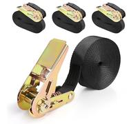 Lytool 4 Pezzi 6M x 25mm Cinghie di Fissaggio a Cricchetto per Moto, Auto, Bagagli Fino a 800 kg Cinghie di Tensionamento Nero
