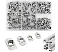 lyualma 170 Pezzi Testa Martello Scanalatura T-Nuts in Acciaio al Carbonio T-Nut M4 M5 M6 M8 Dadi a Testa Martello Dado a T-Scanalatura per Estrusione Profilo in Alluminio, Serie