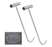 lyualma 2 Pezzi Gancio Per Chiusino Coperchio per Tacchetti T Estrattore di Gancio per Canali Gancio Portatile per Appendere Ganci Pesanti, 30cm