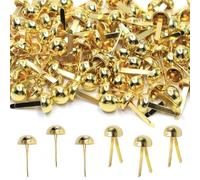 lyualma 400 Pezzi Chiodi ad Angolo a Due Gambe Oro Puntine Testa Rotonda Folder Piccoli Folder Rotondi in Metallo Per la Raccolta di Carta, Decorazione Artigianale