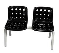 LYUCAYHQ Sedie Sala D'attesa a 2 Posti, Panca D'attesa Impilabili in Plastica con Robusta Struttura in Ferro, per Ufficio, Sala D'attesa, Bar, Hall(Black)