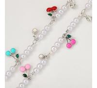 LYVQZPWLR Catene di Gioielli a Sfere di Cristallo Colorate, Catene di Perline di Perle finte da 1 Metro, Catene di Rame con Perline di Cristallo Color Ciliegia smaltate(Cherry-Rhodium Color,2meters)