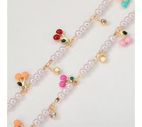 LYVQZPWLR Catene di Gioielli a Sfere di Cristallo Colorate, Catene di Perline di Perle finte da 1 Metro, Catene di Rame con Perline di Cristallo Color Ciliegia smaltate(Cherry-k-Gold Color,1meter)