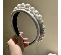 LYVQZPWLR Una brocca di cristallo, Cerchietti for capelli con perline e strass da donna, cerchietti for capelli da sposa, cerchietti imbottiti(White)