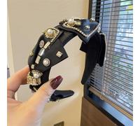 LYVQZPWLR Una brocca di cristallo, Cerchietto for capelli con applicazioni a fiocco da donna, accessori for capelli, fascia imbottita con strass e gioielli(Schwarz)