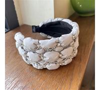 LYVQZPWLR Una brocca di cristallo, Fascia for capelli imbottita con gioielli da donna, con catena di strass, accessori for capelli a tesa larga fatti a mano(Light Gray)