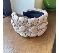 LYVQZPWLR Una brocca di cristallo, Fascia for capelli imbottita con gioielli da donna, con catena di strass, accessori for capelli a tesa larga fatti a mano(Khaki)