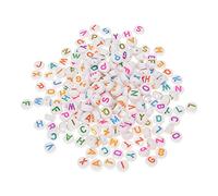 LYVQZPWLRbraccialetto di perline di argilla, 100 pezzi 4 * 7 mm acrilico bianco lettere inglesi perline fai da te braccialetto collana YC729