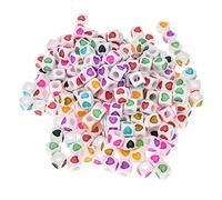 LYVQZPWLRbraccialetto di perline di argilla, 100 pezzi 7 * 7 mm perline acriliche Dali fai da te quadrate di colore bianco a forma di cuore perline adatte for braccialetti e collane YC729