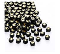 LYVQZPWLRbraccialetto di perline di argilla, 100 pezzi di perline piatte rotonde da 4 x 7 mm color oro, in acrilico, con lettere dell'alfabeto casuali, for la creazione di gioielli fai da te con colla