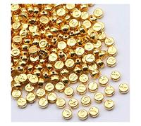 LYVQZPWLRbraccialetto di perline di argilla, 100 pezzi di perline piatte rotonde da 4 x 7 mm color oro, in acrilico, con lettere dell'alfabeto casuali, for la creazione di gioielli fai da te con colla