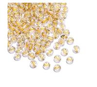 LYVQZPWLRbraccialetto di perline di argilla, 100 pezzi di perline piatte rotonde da 4 x 7 mm color oro, in acrilico, con lettere dell'alfabeto casuali, for la creazione di gioielli fai da te con colla