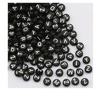 LYVQZPWLRbraccialetto di perline di argilla, 100 pezzi di perline piatte rotonde da 4 x 7 mm color oro, in acrilico, con lettere dell'alfabeto casuali, for la creazione di gioielli fai da te con colla