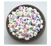 LYVQZPWLRbraccialetto di perline di argilla, 100 pezzi di perline quadrate dell'alfabeto for artigianato, perline acriliche fai da te, creazione di gioielli, braccialetti, collane, accessori Z19(Style