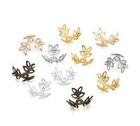 LYVQZPWLRbraccialetto di perline di argilla, 100 pezzi/lotto 16x16mm Metallic KC Oro Tre foglie Perline Distanziatrici Terminali for Gioielli Fai da Te Creazione di Braccialetti Forniture YC608