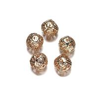 LYVQZPWLRbraccialetto di perline di argilla, 50-200 pezzi/lotto 4-10 mm metallo dorato perline distanziatrici rotonde in filigrana perline cave for fai da te bracciale collana gioielli forniture YC526