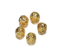 LYVQZPWLRbraccialetto di perline di argilla, 50-200 pezzi/lotto 4-10 mm metallo dorato perline distanziatrici rotonde in filigrana perline cave for fai da te bracciale collana gioielli forniture YC526