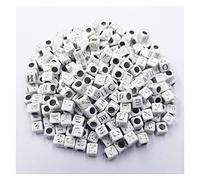 LYVQZPWLRbraccialetto di perline di argilla, Lettere casuali 100 pezzi/lotto for collana braccialetto nuove perline fai da te in acrilico lettere russe all'ingrosso piatte/quadrate YC0518(Red)