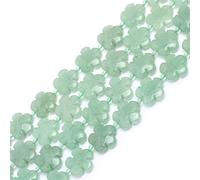 LYVQZPWLRdi pietre naturali, Filo di perline di giada avventurina verde con pietra preziosa a forma di fiore da 15 mm, lunghezza 15 pollici, for la creazione di gioielli.