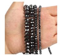 LYVQZPWLRdi pietre naturali, Perline di pietra naturale, perline piatte di ematite nera con angoli tagliati, perline rotonde sciolte for la creazione di gioielli, braccialetti fai da te Y106(H8471_8x3