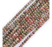 LYVQZPWLRdi pietre naturali, Perline di semi sciolte semipreziose rotonde sfaccettate in pietra naturale Sun Stone da 2 mm(Green Unakite Jasper_2mm)