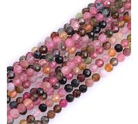 LYVQZPWLRdi pietre naturali, Perline di semi sciolte semipreziose rotonde sfaccettate in pietra preziosa naturale di morganite da 3 mm(Multi-color Tourmaline_3mm)