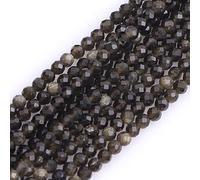 LYVQZPWLRdi pietre naturali, Perline di semi sciolte semipreziose rotonde sfaccettate in pietra preziosa naturale di morganite da 3 mm(Golden Obsidian_3mm)