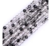 LYVQZPWLRdi pietre naturali, Perline di semi sciolte semipreziose rotonde sfaccettate in pietra preziosa naturale di morganite da 3 mm(Black Rutilated Quartz_3mm)