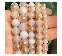 LYVQZPWLRdi pietre naturali, Perline distanziatrici rotonde in pietra di agata di fuoco di drago bianca naturale placcata in champagne for la creazione di gioielli fai da te. Braccialetto(6mm 60pcs)