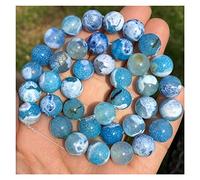 LYVQZPWLRdi pietre naturali, Perline distanziatrici rotonde in pietra naturale di agata blu fuoco for la creazione di gioielli fai da te, collane e bracciali, 15 pollici, 6/8/10 mm, Z923(8mm 4446pcs)