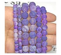 LYVQZPWLRdi pietre naturali, Perline distanziatrici sciolte in pietra di agata di fuoco screpolata, viola opaco, di alta qualità, for la creazione di gioielli, braccialetti con ciondoli fai da te, Z92
