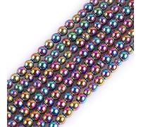 LYVQZPWLRdi pietre naturali, Perline semipreziose rotonde di ematite naturale, multicolore, non magnetiche, da 3 mm