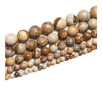 LYVQZPWLRdi semi di vetro, 1 set di perline di pietra naturale dia 4 mm/6/8/10/12 mm, perline rotonde sfuse in turchese lava, occhio di tigre, agata, accessori for braccialetti fai da te(Picture Jaspe