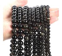 LYVQZPWLRdi semi di vetro, 38/45/62/90 pezzi di perline di pietra nera naturale, ossidiana, lava, labradorite, agate, ematite, perline distanziatrici fai da te for bracciali e collane(Gold Obsidian_8m