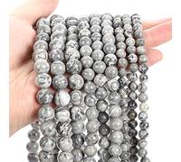 LYVQZPWLRdi semi di vetro, 38/45/62/90 pezzi di perline di pietra nera naturale, ossidiana, lava, labradorite, agate, ematite, perline distanziatrici fai da te for bracciali e collane(Grey Map_4mm- ab