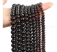 LYVQZPWLRdi semi di vetro, 38/45/62/90 pezzi di perline di pietra nera naturale, ossidiana, lava, labradorite, agate, ematite, perline distanziatrici fai da te for bracciali e collane(Garnet AAA_10mm-
