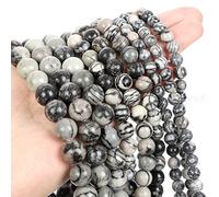LYVQZPWLRdi semi di vetro, 38/45/62/90 pezzi di perline di pietra nera naturale, ossidiana, lava, labradorite, agate, ematite, perline distanziatrici fai da te for bracciali e collane(Black Network_8m