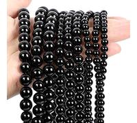 LYVQZPWLRdi semi di vetro, 38/45/62/90 pezzi di perline di pietra nera naturale, ossidiana, lava, labradorite, agate, ematite, perline distanziatrici fai da te for bracciali e collane(Black Agate_10mm