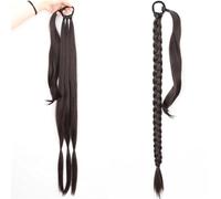 LYVQZPWLRla tessitura dei capelli, Extension for capelli lunghi a coda di cavallo intrecciata, sintetica, 85 cm, con elastico, biondo naturale, nero, for donne, trecce.(2)
