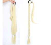 LYVQZPWLRla tessitura dei capelli, Extension for capelli sintetici a coda di cavallo intrecciata lunga for donne, capelli neri e biondi, con coda di cavallo avvolgente, in fibra ad alta temperatura(61