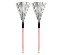 LYVQZPWLRspazzolino a tamburo, Bacchette for batteria, spazzole for batteria, spazzole in acciaio, bacchette for batteria jazz professionali, set di bacchette for adulti, bambini e principianti(Roze)