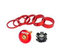 LYVQZPWLRTappo top auricolare bici, Tappo serie sterzo MTB, distanziale for serie sterzo, tappo tubo superiore, vite, distanziali for anello forcella, 1 1/8 pollici(Red Set)