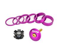 LYVQZPWLRTappo top auricolare bici, Tappo serie sterzo MTB, distanziale for serie sterzo, tappo tubo superiore, vite, distanziali for anello forcella, 1 1/8 pollici(Purple Set)