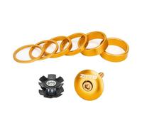LYVQZPWLRTappo top auricolare bici, Tappo serie sterzo MTB Vite tappo tubo superiore bicicletta Distanziale serie sterzo Anello forcella Distanziali anteriori(Gold)