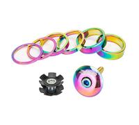 LYVQZPWLRTappo top auricolare bici, Tappo serie sterzo MTB Vite tappo tubo superiore bicicletta Distanziale serie sterzo Anello forcella Distanziali anteriori(Colorful)
