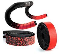Lywencom Nastro per manubrio da bicicletta, confortevole antiscivolo e smorzante, traspirante, delicato tocco sfumato, in schiuma EVA, autoadesivo, con 2 tappi per barre(rosso)