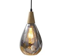 Lywins E27 di legno Gocce d'acqua Onda Leggero Grigio Bicchiere Moderno nordico Lampade a sospensione Per Sala da pranzo Cucina Camera da letto Apparecchio di illuminazione