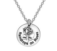 Lywjyb Birdgot Collana drammatica con gocce di pioggia su rose, regalo Broadway The Sound of Music, regalo per donne, Grande, Metallo, na sconosciuto
